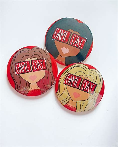 Let S Go Girls Red Game Day Tailgate Buttons Game Day Pins College