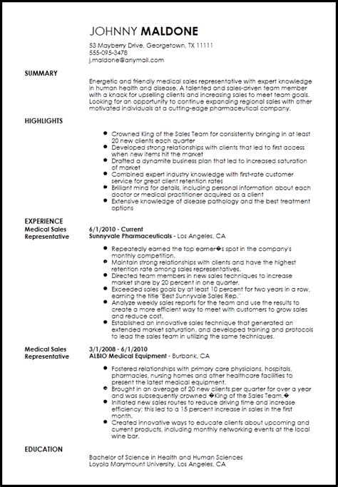 Medical Sales Representative Resume Template Skills