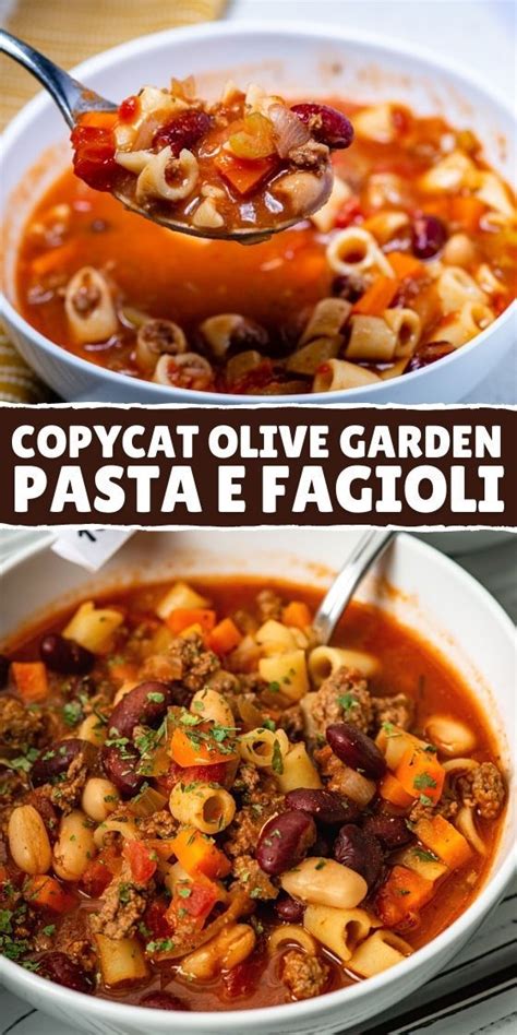 Copycat Olive Garden Pasta E Fagioli Hearty Soup Recipes Easy Soup