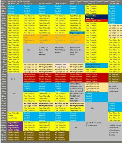 Cartoon Network Tv Program Schedule : Cartoon Network Schedule Archive: Photo | Bodbocwasuon