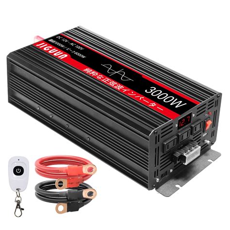 Jiguun インバーター 正弦波 12v 3000w最大電力6000w Dc Ac 100v変換 50hz60hz 切り替え可能 「保存