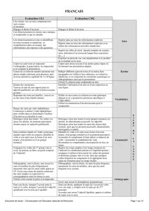 Compétences évaluées lors des évaluations