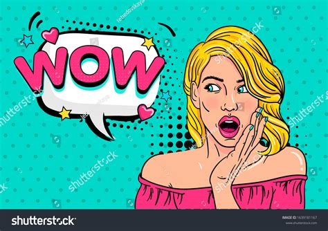 Wow Pop Art Female Face Sexy Stock Illustration 1639181167 Shutterstock