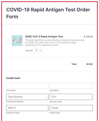 Covid Rapid Antigen Test Order Form Template Jotform