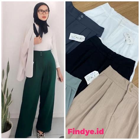 Jual Loose Pants Highwaist Anti Kusut Celana Kulot Wanita Shopee