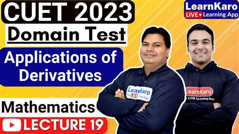 CUET 2023 Domain Test Mathematics Applications Of Derivatives