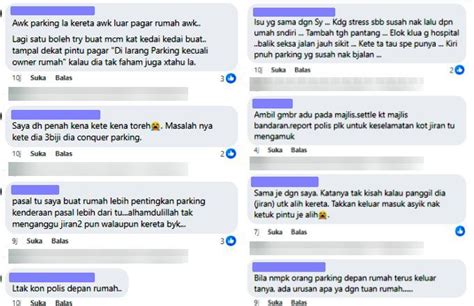 Jiran Ada Hampir Kereta Parkir Merata Halang Laluan Lewat Bangun