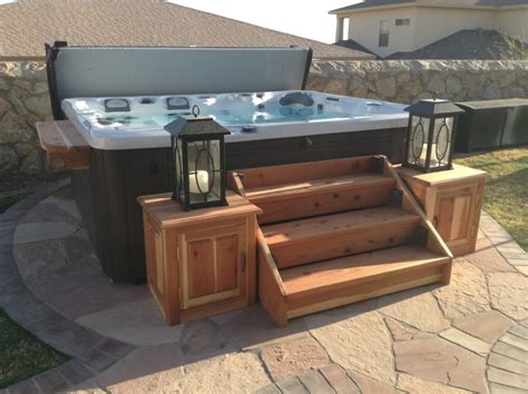 How To Build Hot Tub Steps Jacuzzi Outdoor Outdoor Spa Outdoor Decor