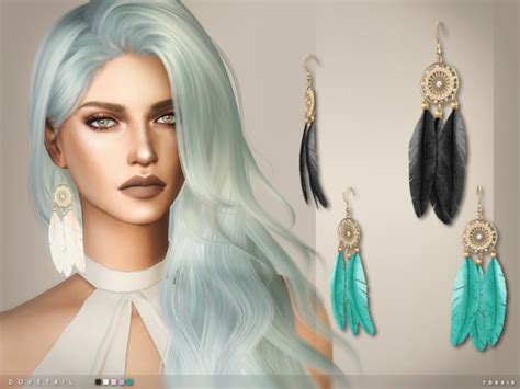 The Sims Resource Dovetail Earrings By Toksik • Sims 4 Downloads