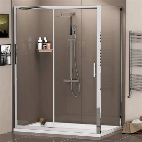 1000 X 700mm Walk In Single Sliding Rectangular Shower Enclosure 6mm