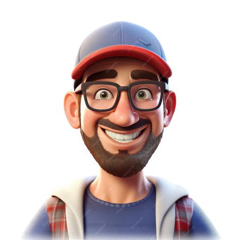 Premium Ai Image Cartoon Character Smiling Man Wearing A Cap And