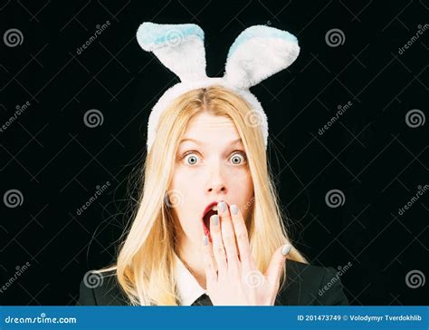 Model Dressed In Costume Easter Bunny Woman Rabbit Easter Bunny Girl Stock Image Image Of