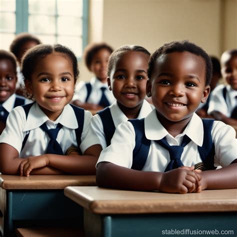 Three Smiling African Toddlers in School Uniforms | Stable Diffusion Online