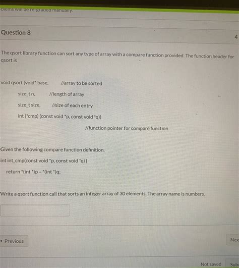 Solved Blems Wil Dere Gradea Manually Question The Qsort Chegg