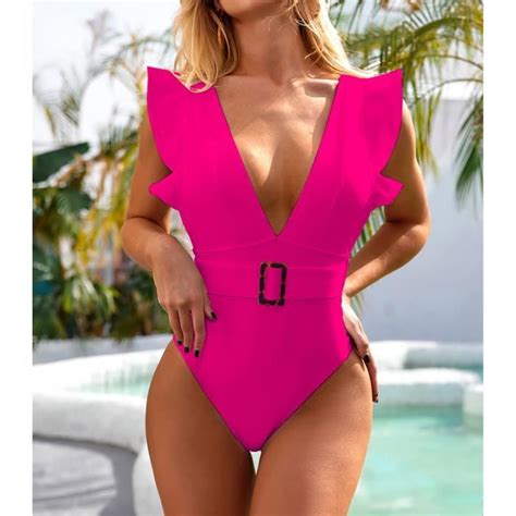 Maillot de bain Maillot de bain une pièce pour femmes Sexy dos nu couleur unie Bikini