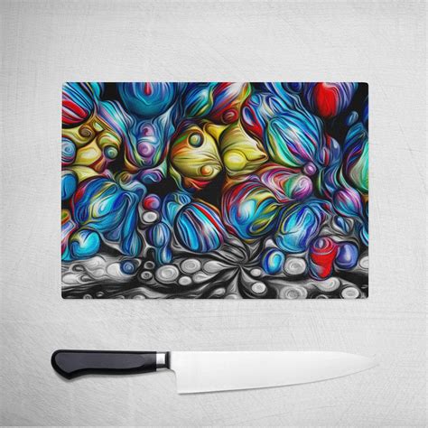 Original Abstract Art on Glass Cutting Board - A Color Adventure