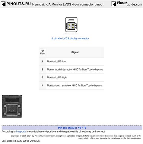 Hyundai Kia Monitor Lvds 4 Pin Connector Pinout Signals