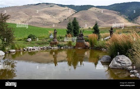 Views Of The Garden Of One Thousand Buddhas In Western Montana Stock