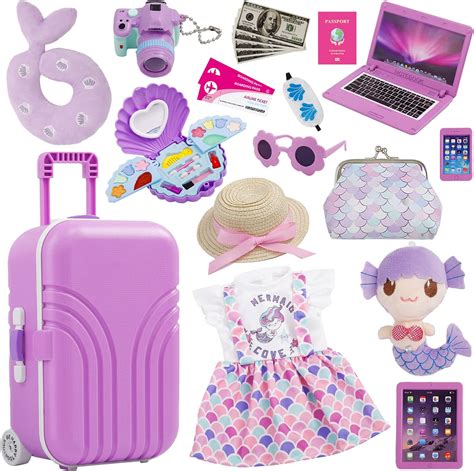 Srua Don 18 Inch Doll Suitcase Travel Luggage Play Set 18