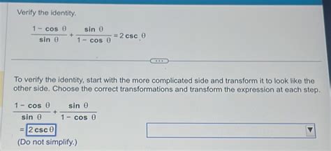 Solved Verify The Identity Cos Sin Sin Cos Csc