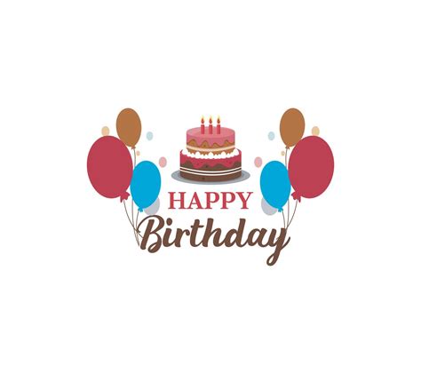 Happy Birthday Logo Design With Typography And Party Element On White