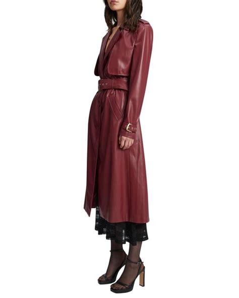 Bardot Faux Leather Trench Coat In Red Lyst