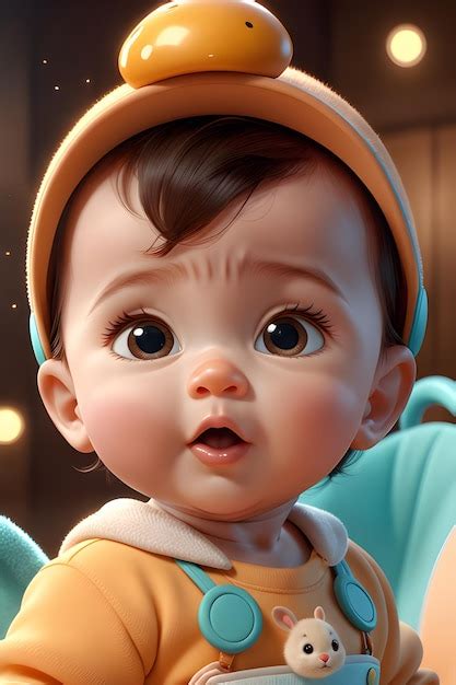 Premium AI Image 3d Rendering Of A Cute Baby Boy In A Cap With A Toy