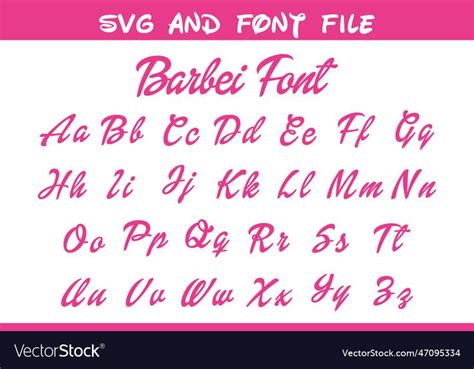 Barbie Alphabet Svg Font Vector Image On Vectorstock Printable