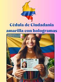 Cédula amarilla con hologramas Colombia