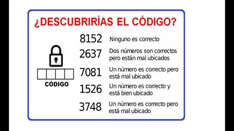 Descubririas El C Digo De Cifras Con Pistas Problema De