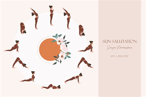 Yoga Wall Art Sun Salutation Surya Namaskar Asanas By Afonshinaart