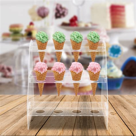 The Party Aisle Eddings Tier Clear Acrylic Food Cone Ice Cream