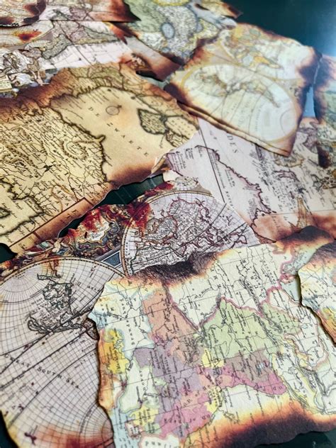 Vintage Coffee Stained Paper Map Geography Notes. Decorative Arts ...