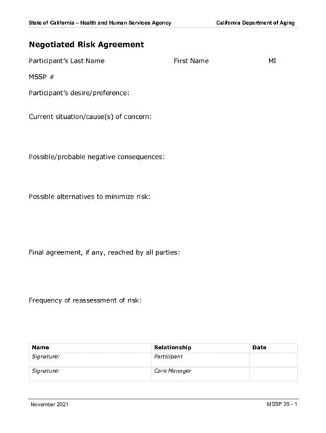 Appendix 35 Negotiated Risk Agreement Form Fill Out And Sign