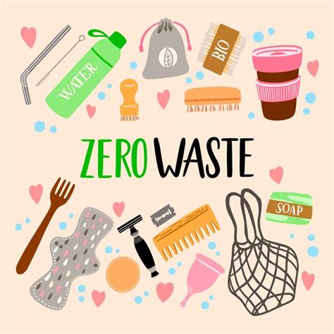 Handgezeichnete Zero Waste Sammlung Kostenlose Vektor