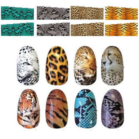 Snake Skin Nail Art Stickers Tiger Leopard Nail Decals For Nail Art