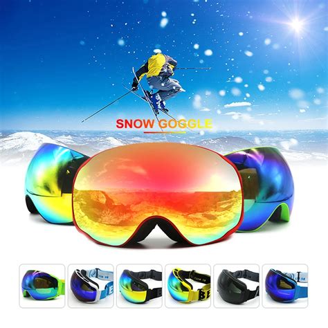 Brand Ski Goggles Double Layers Uv400 Anti Fog Big Ski Mask Glasses