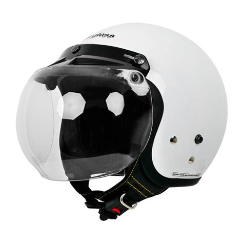 Promo Cargloss Retro Helm Half Face Sp Whity White Visor Bogo Clear