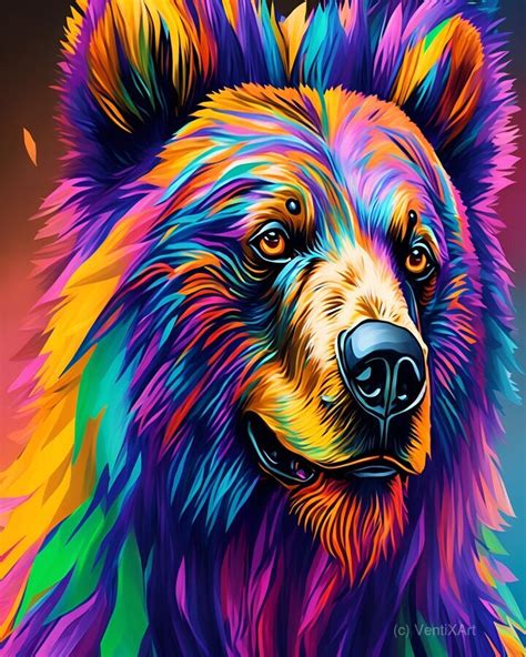 Vibrant bear colorful animal art - VentiX