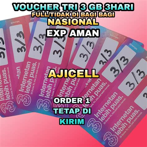 Voucher Tri 3 GB 3 Hari Full Tidak Di Bagi Bagi NASIONAL Lazada Indonesia