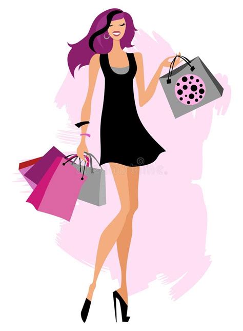 Silueta De La Mujer Con Los Bolsos De Compras Stock De Ilustración Ilustración De Sensualidad