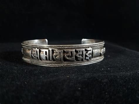 Silver Tibetan Bracelet Sanskrit Characters Antiques Board