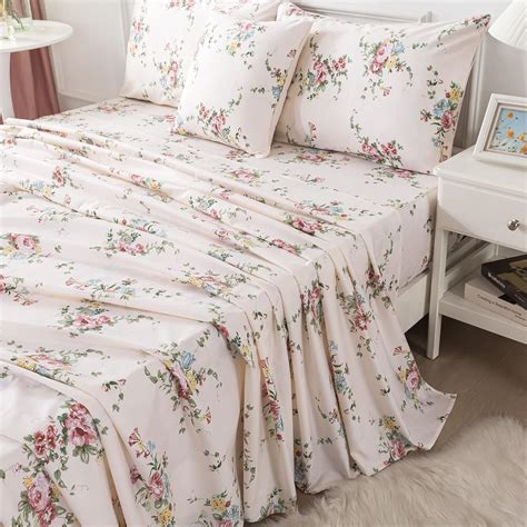 Amazon FADFAY Sweet Pink Rose Floral Sheets Set Twin XL Shabby