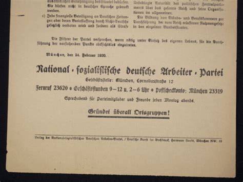 Pamphlet Nsdap Auszug Aus Dem Programm Der Nationalsozialistischen