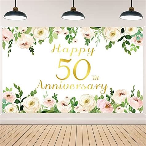 Amazon Htdzzi Golden Th Wedding Anniversary Decorations Happy