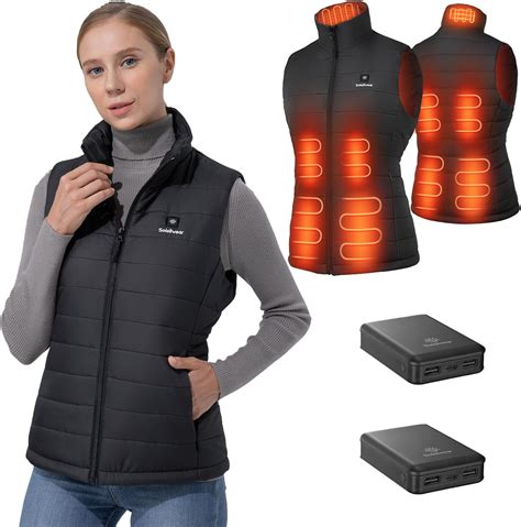 Soleilwear Heated Vest For Women With 2 Battery Pack 10000mah 5v Battery For Outdoor