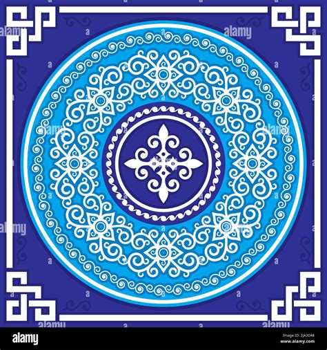 Mongolian Folk Art Vector Design With Mandala With Swirls And Celtic