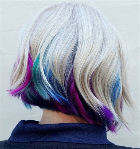 Choppy Bob With Unicorn Peekaboo Highlights Unnatural Hair Color Vivid