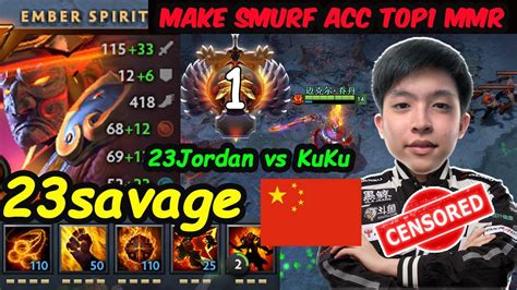 Smurf To Top1 MMR 23savage Ember Spirit 11K MMR Midlane Vs