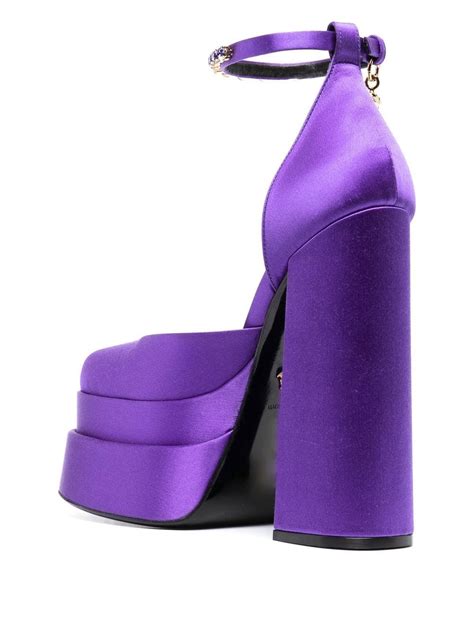 Versace Medusa Aevitas Satin Platform Pumps In Purple Modesens